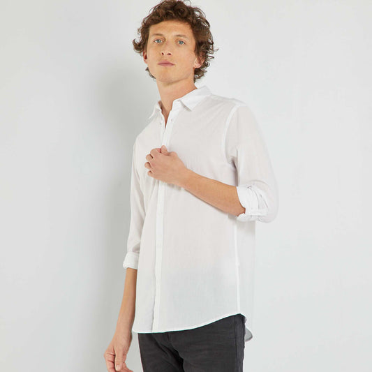 Chemise regular à manches longues blanc