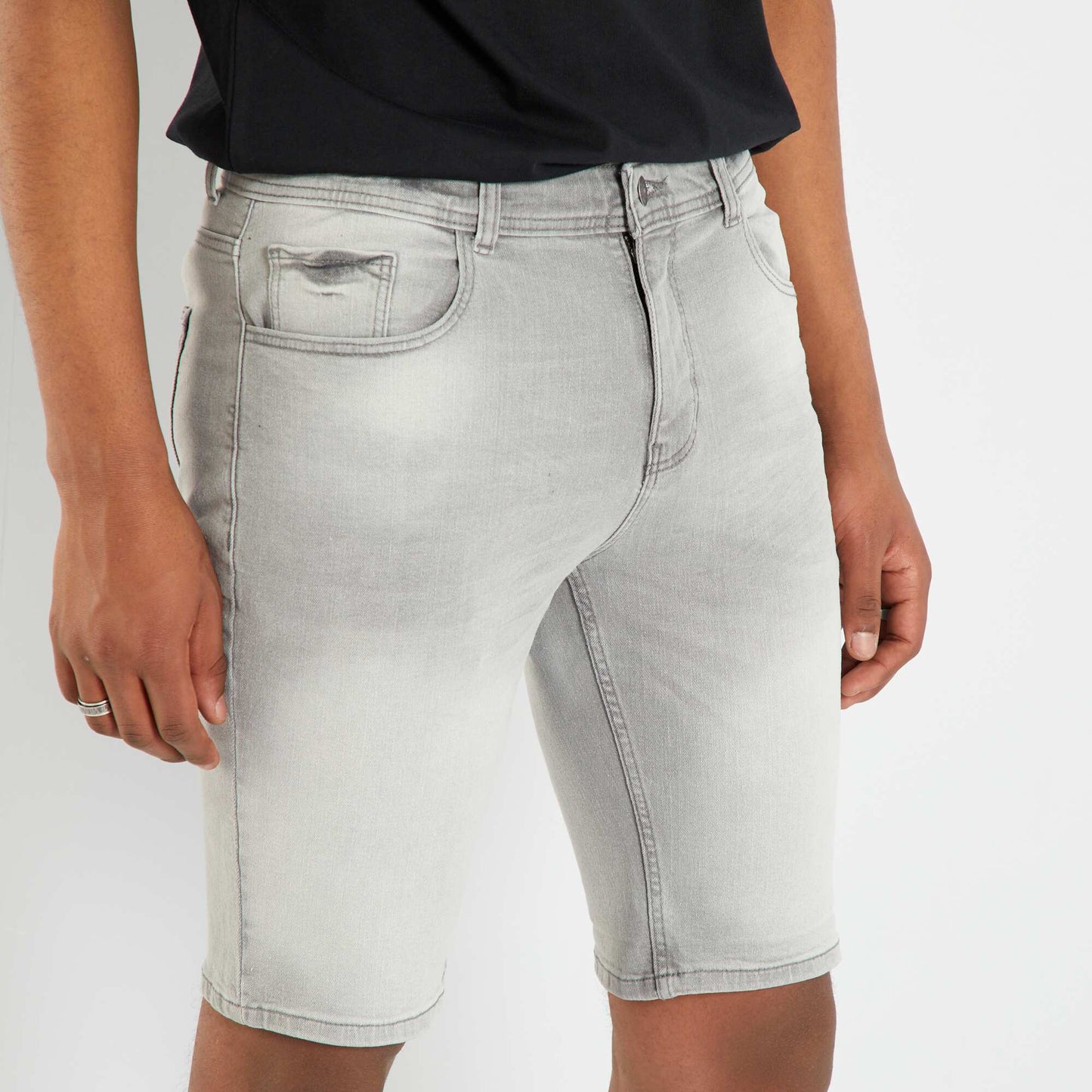 Bermuda en jean à taille ajustable Gris