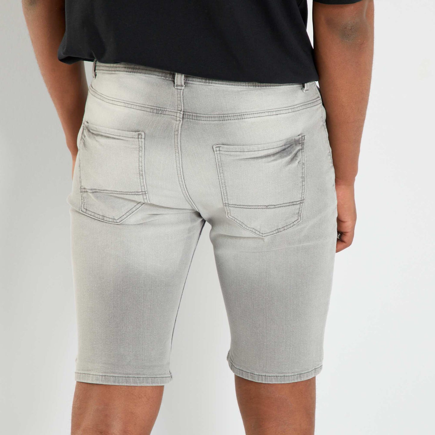 Bermuda en jean à taille ajustable Gris