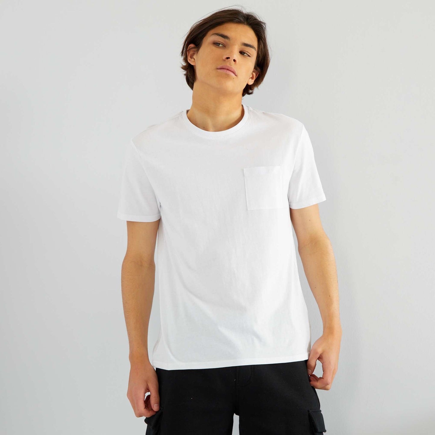 T*-shirt manches courtes avec poches poitrine blanc