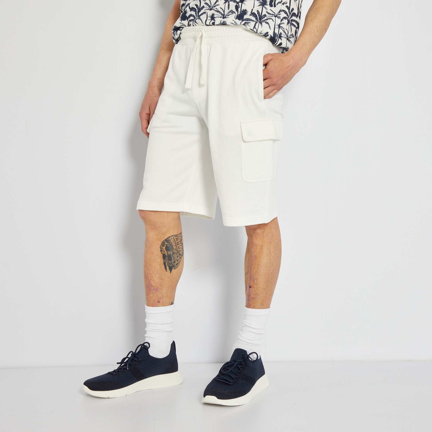 Short bermuda en molleton blanc