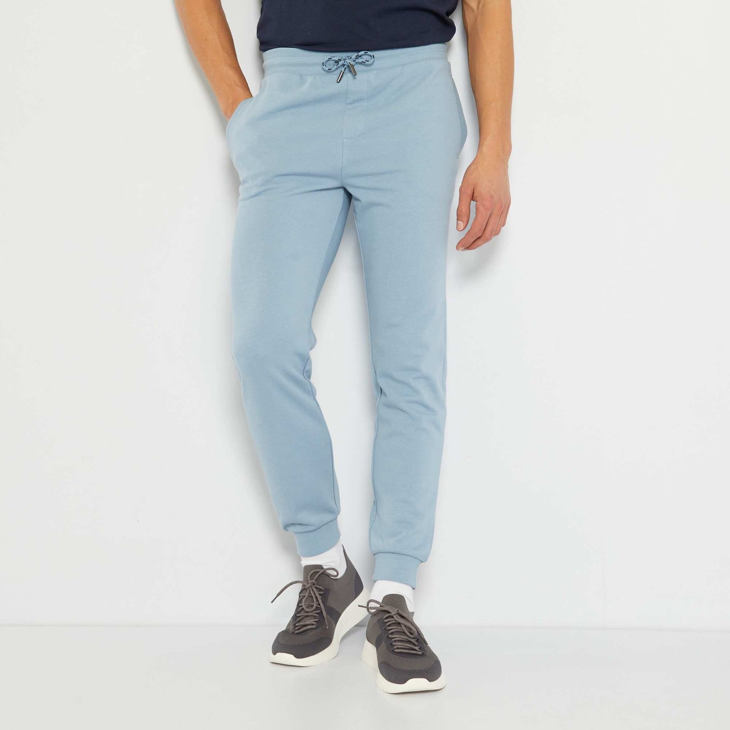 Jogging en molleton uni bleu denim