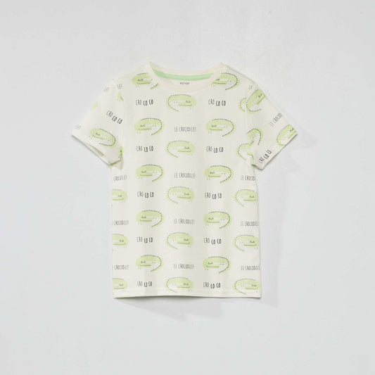 Tee-shirt à motif pur coton Blanc 'croco'