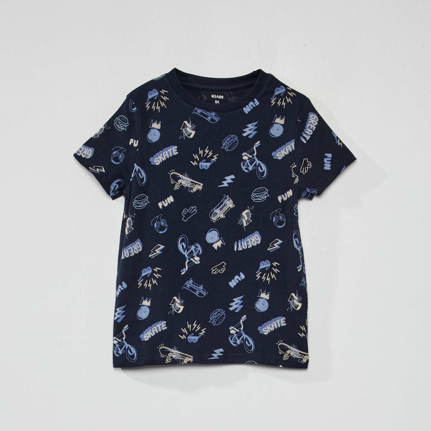 Tee-shirt à motif pur coton Bleu marine 'skate'