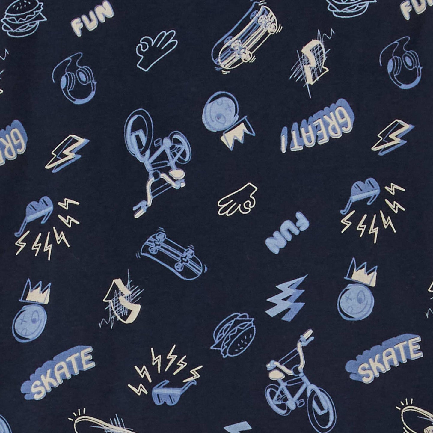 Tee-shirt à motif pur coton Bleu marine 'skate'