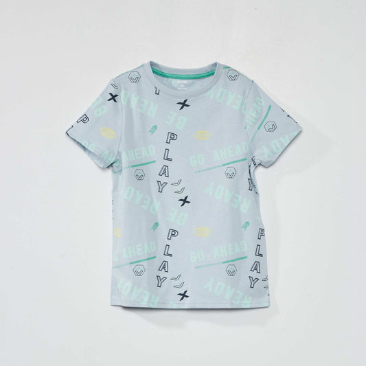 Tee-shirt à motif pur coton BLEU