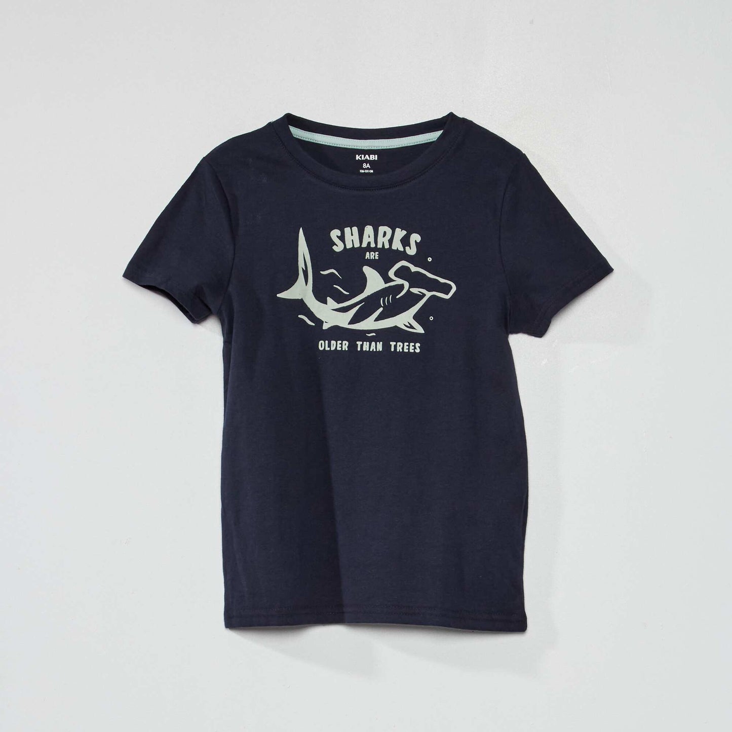 T-shirt en jersey avec imprimé Bleu marine 'sharks'