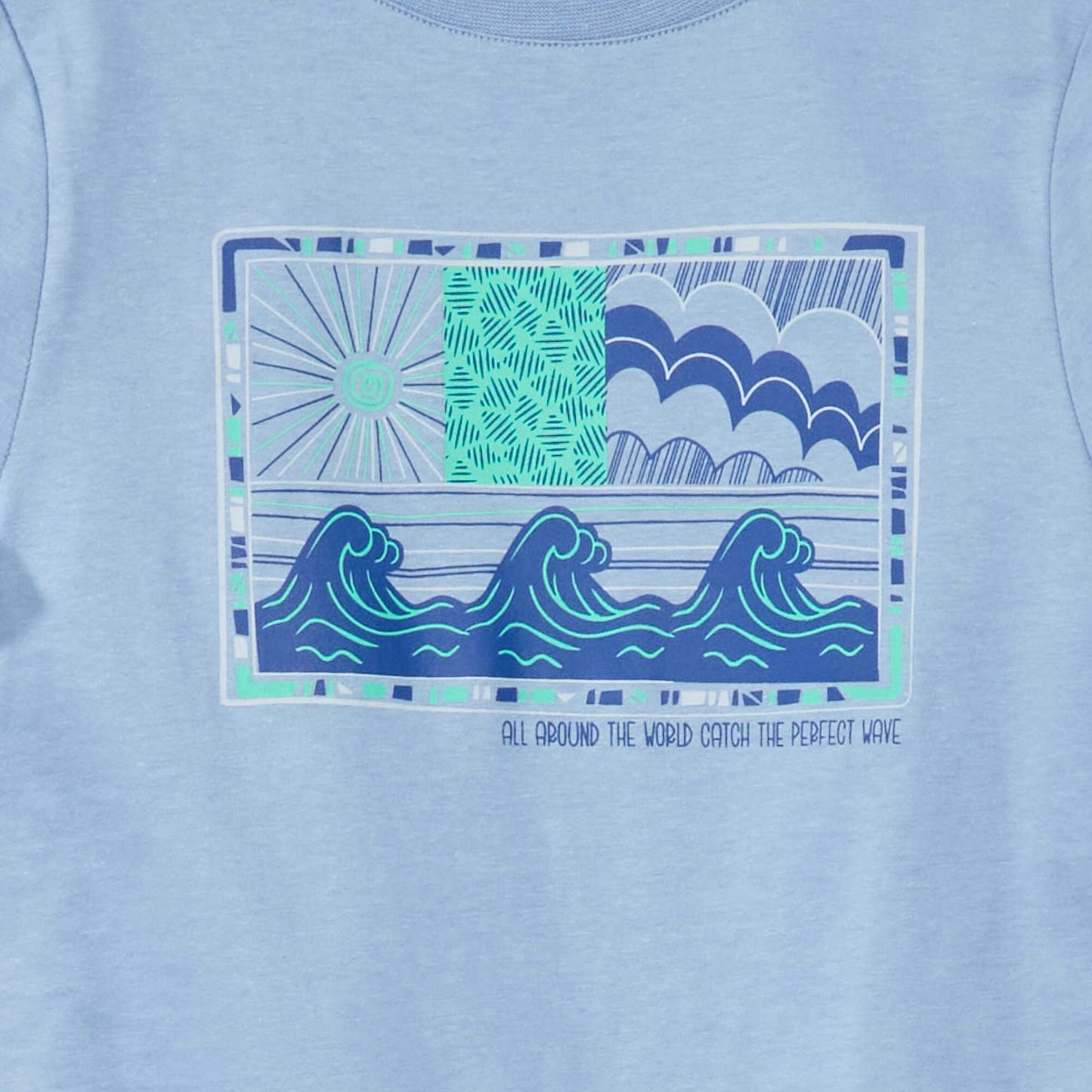 T-shirt en jersey avec imprimé Bleu 'vague'