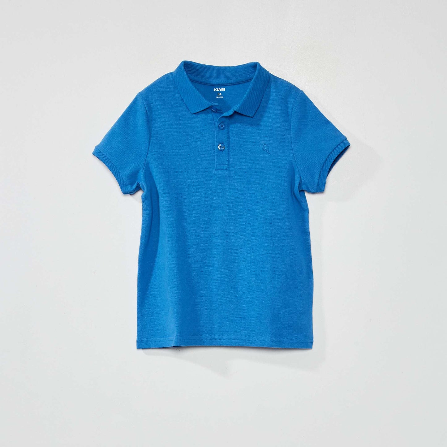 Polo en piqué de coton uni Bleu