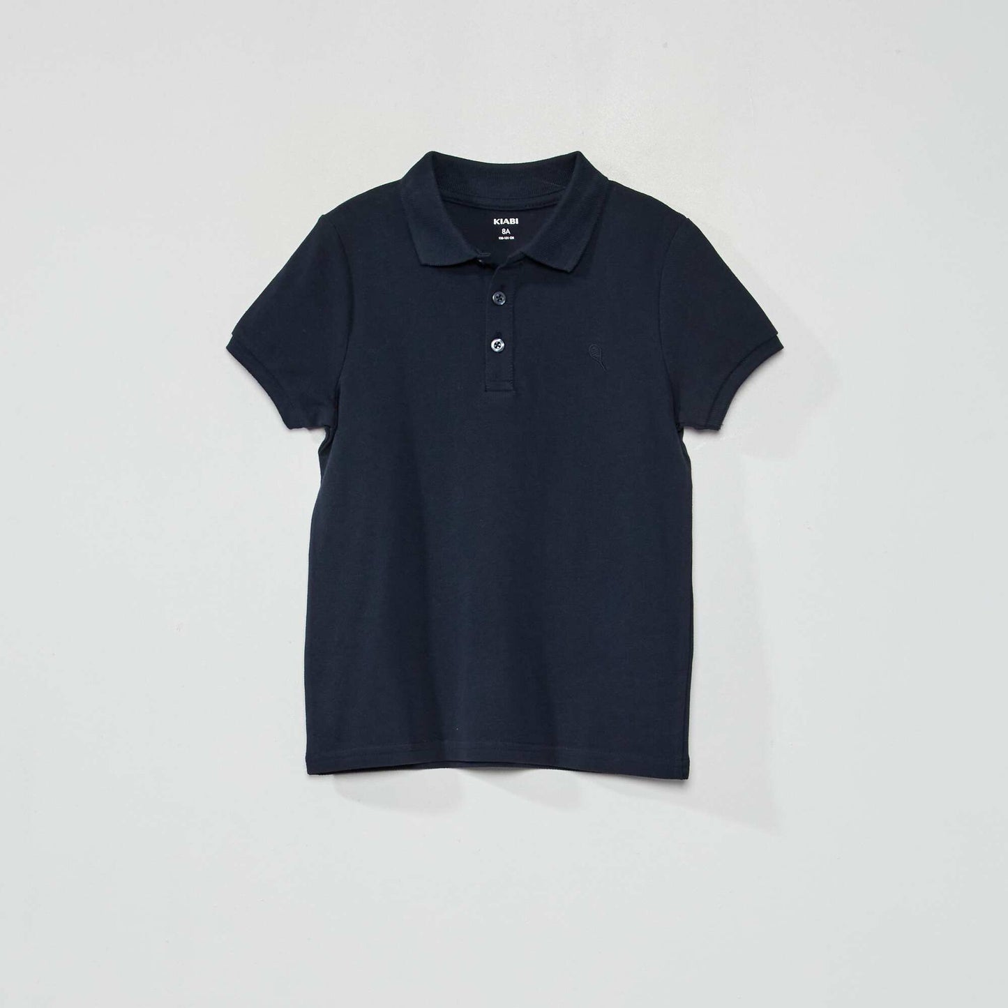 Polo en piqué de coton uni bleu marine