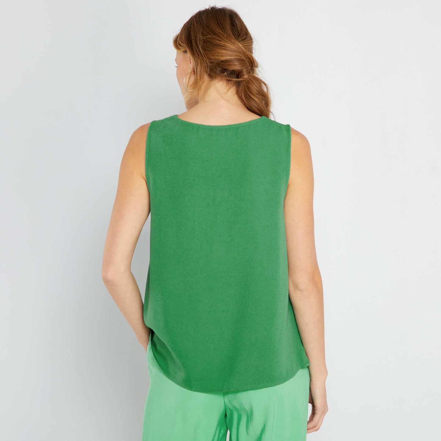 Blouse à Col V fantaisie vert