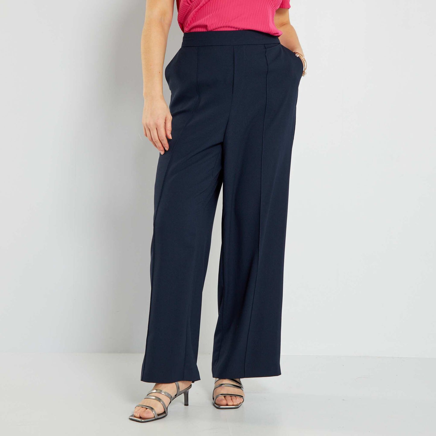 Pantalon wide leg fluide bleu marine