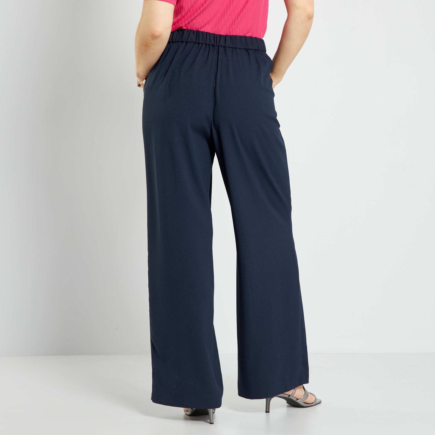 Pantalon wide leg fluide bleu marine