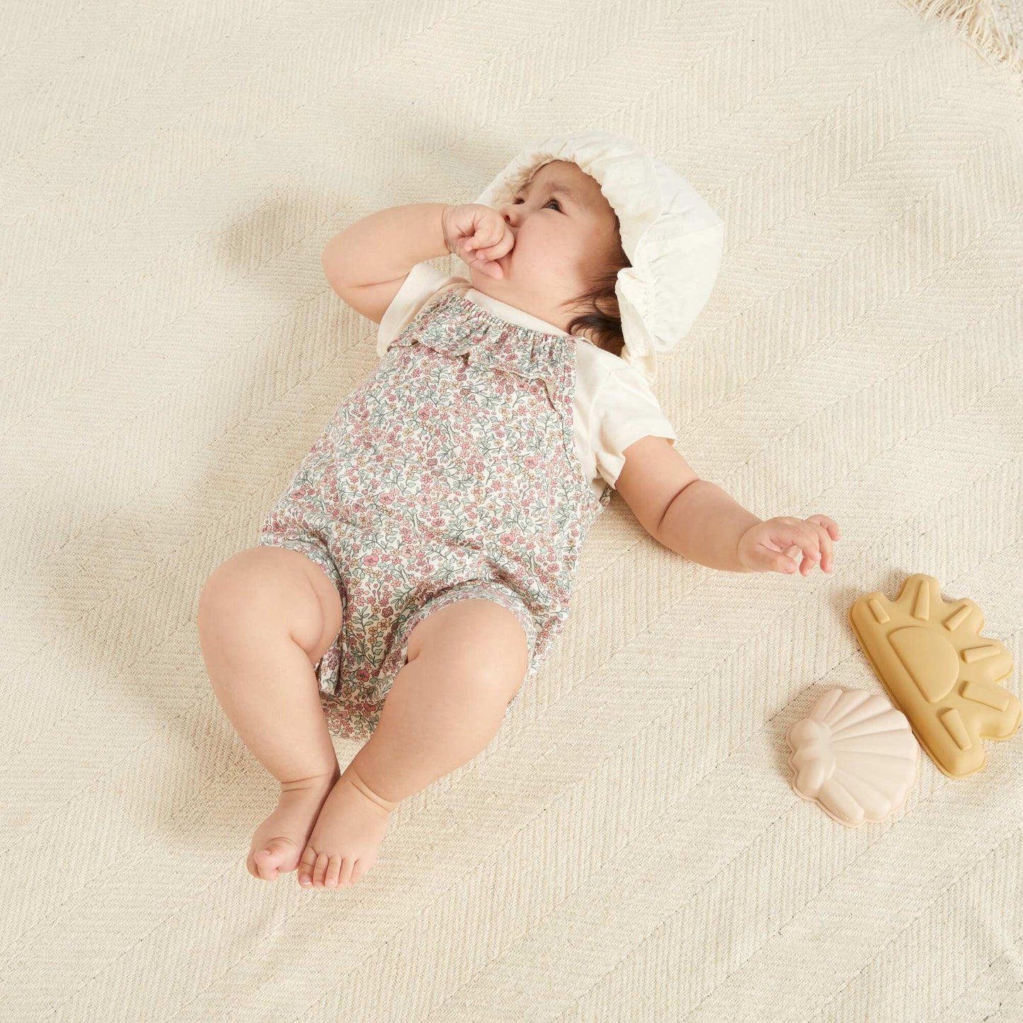 Ensemble salopette + t-shirt en coton Blanc