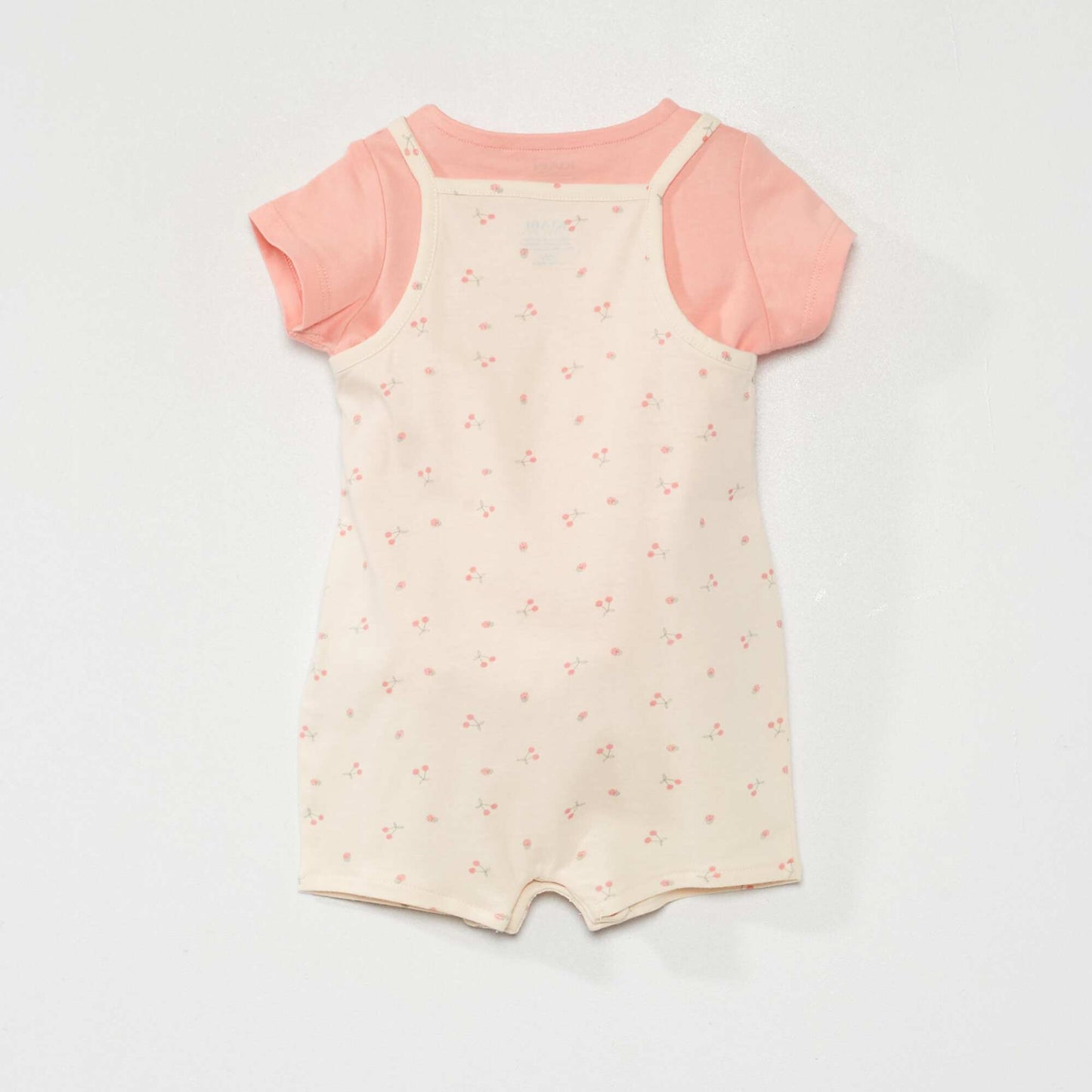 Ensemble salopette + t-shirt en coton Rose