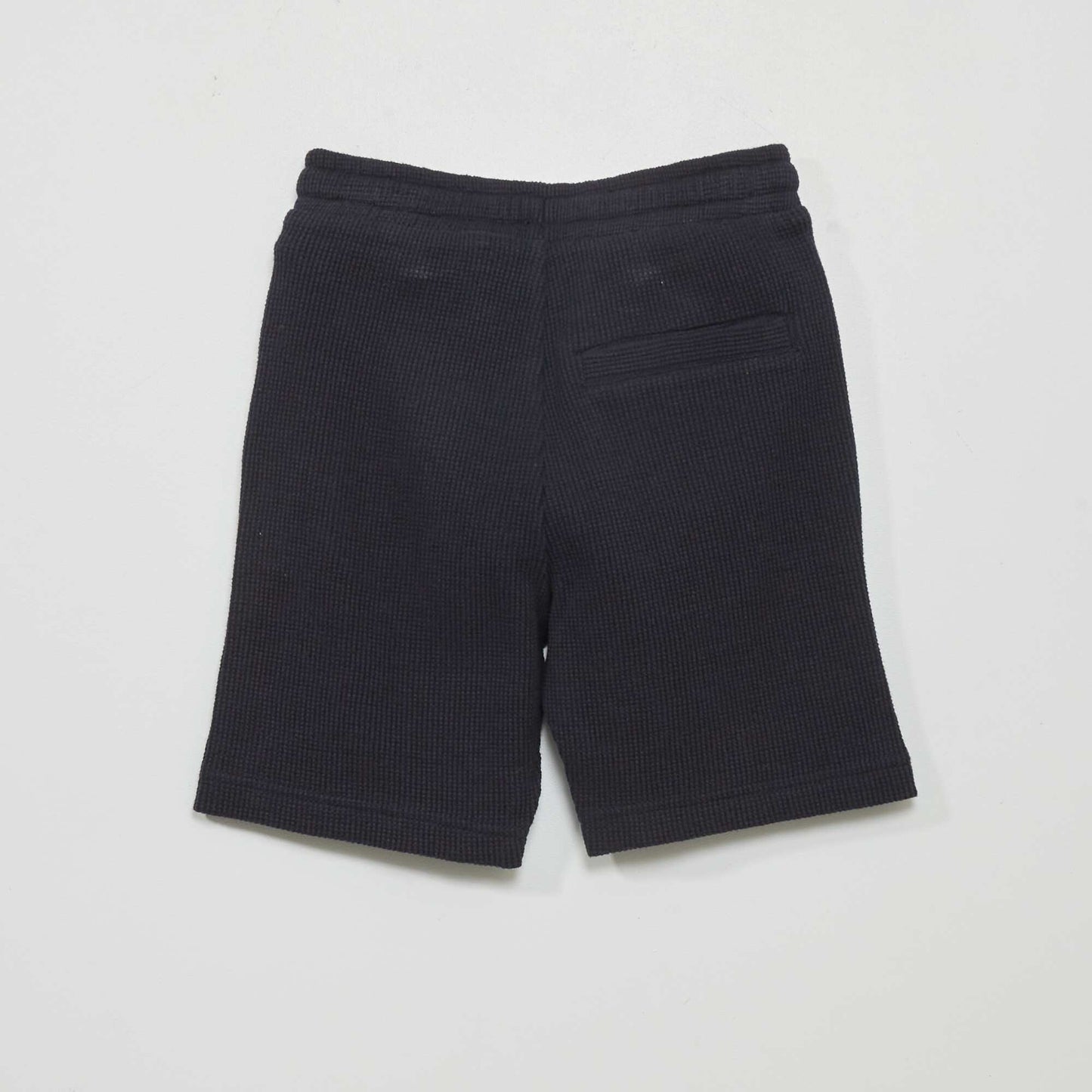 Short en maille gaufrée unie Bleu marine