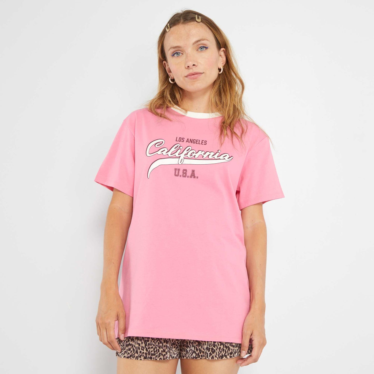 Tee-shirt imprimé USA Rose