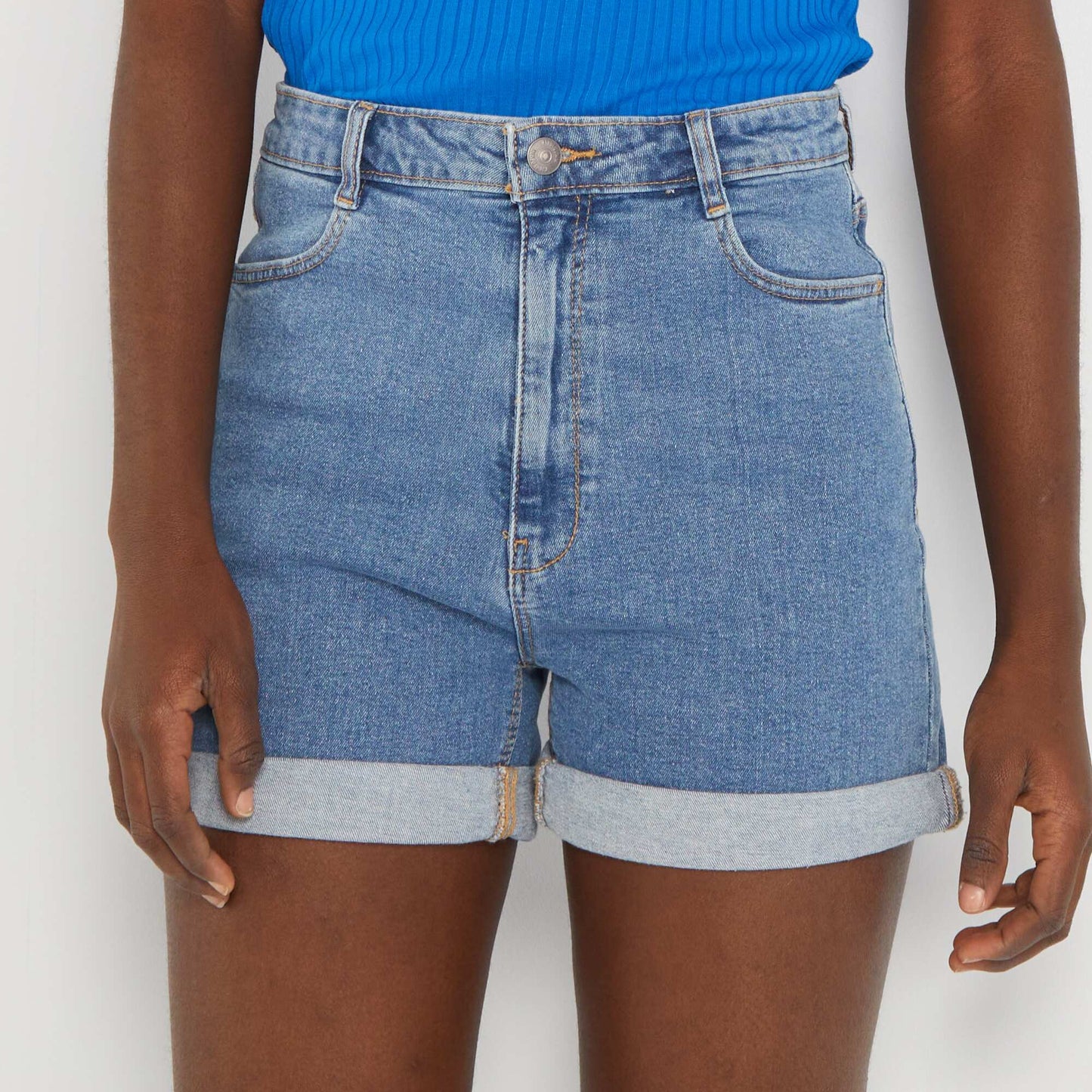 Short en denim Bleu