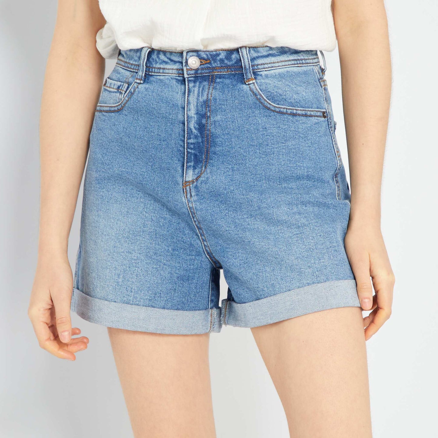 Short en jean taille haute Stone