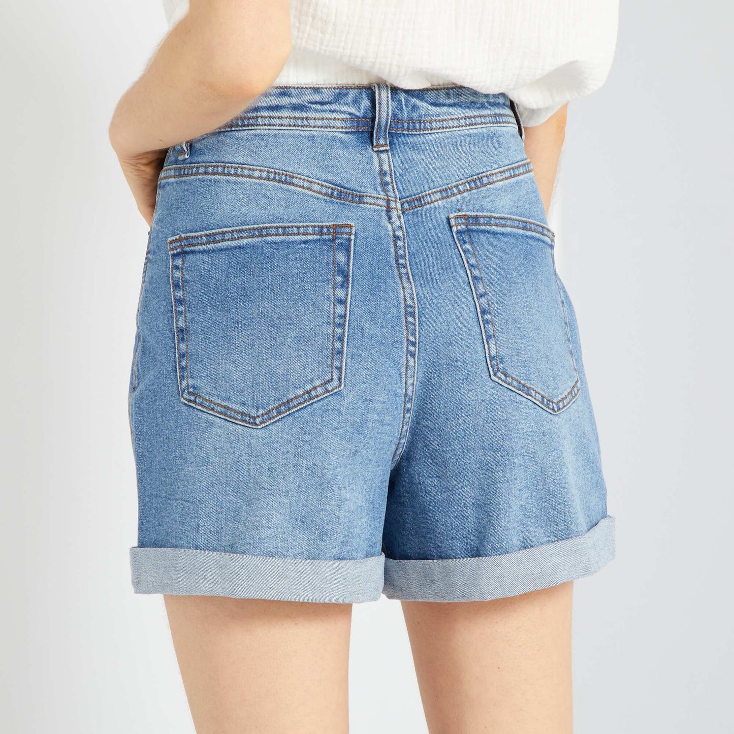 Short en jean taille haute Stone