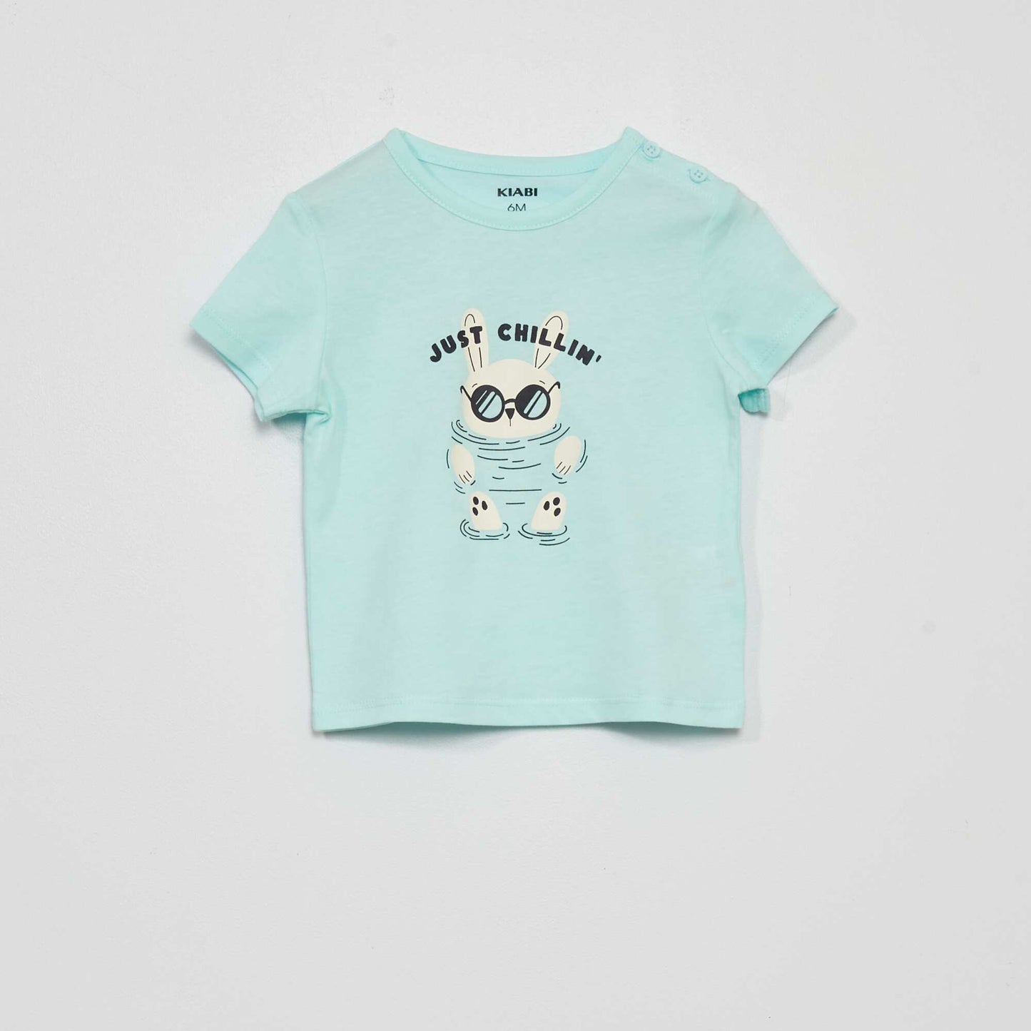 T-shirt en jersey avec imprimé Bleu turquoise