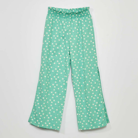 Pantalon large imprimé Vert