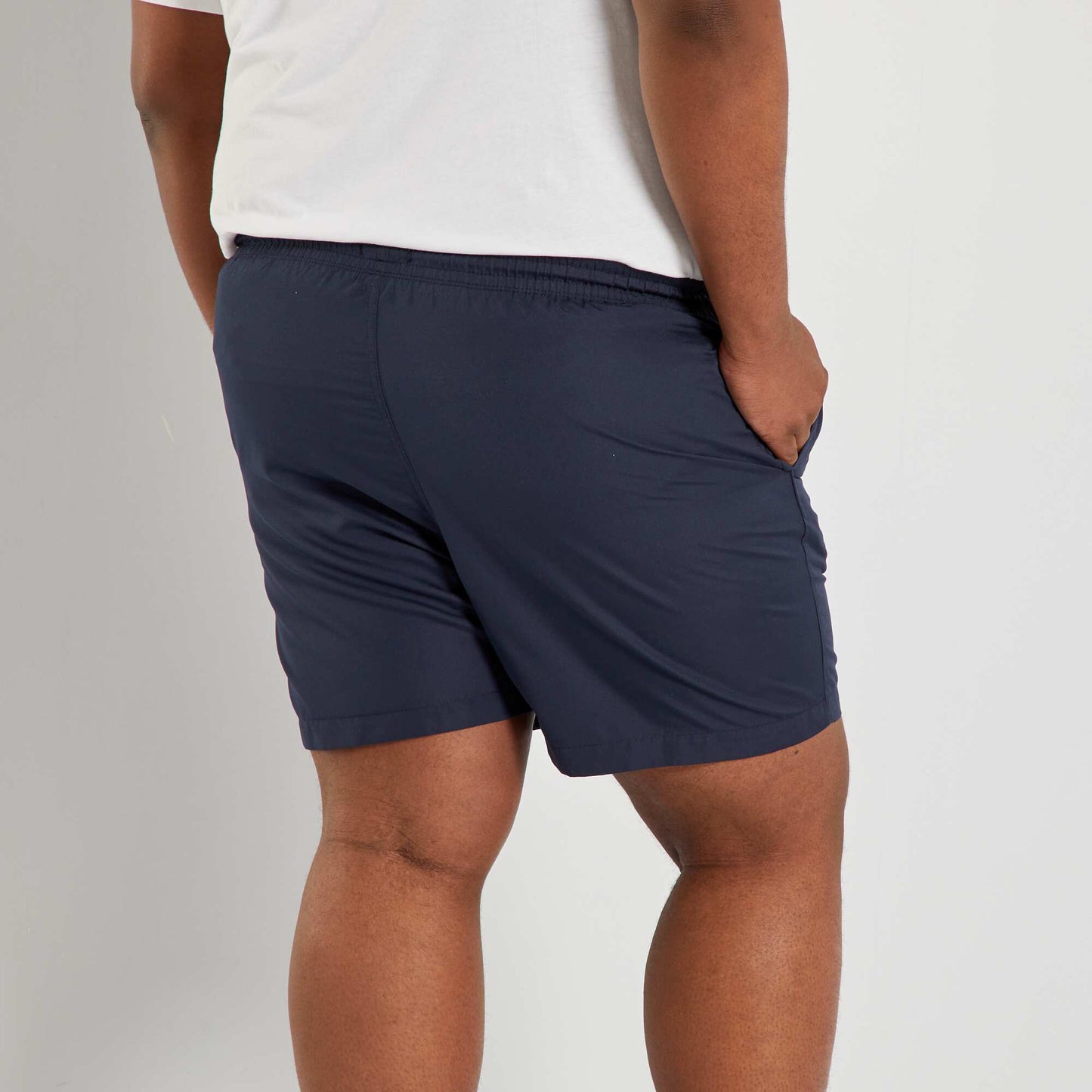 Short de bain uni bleu marine