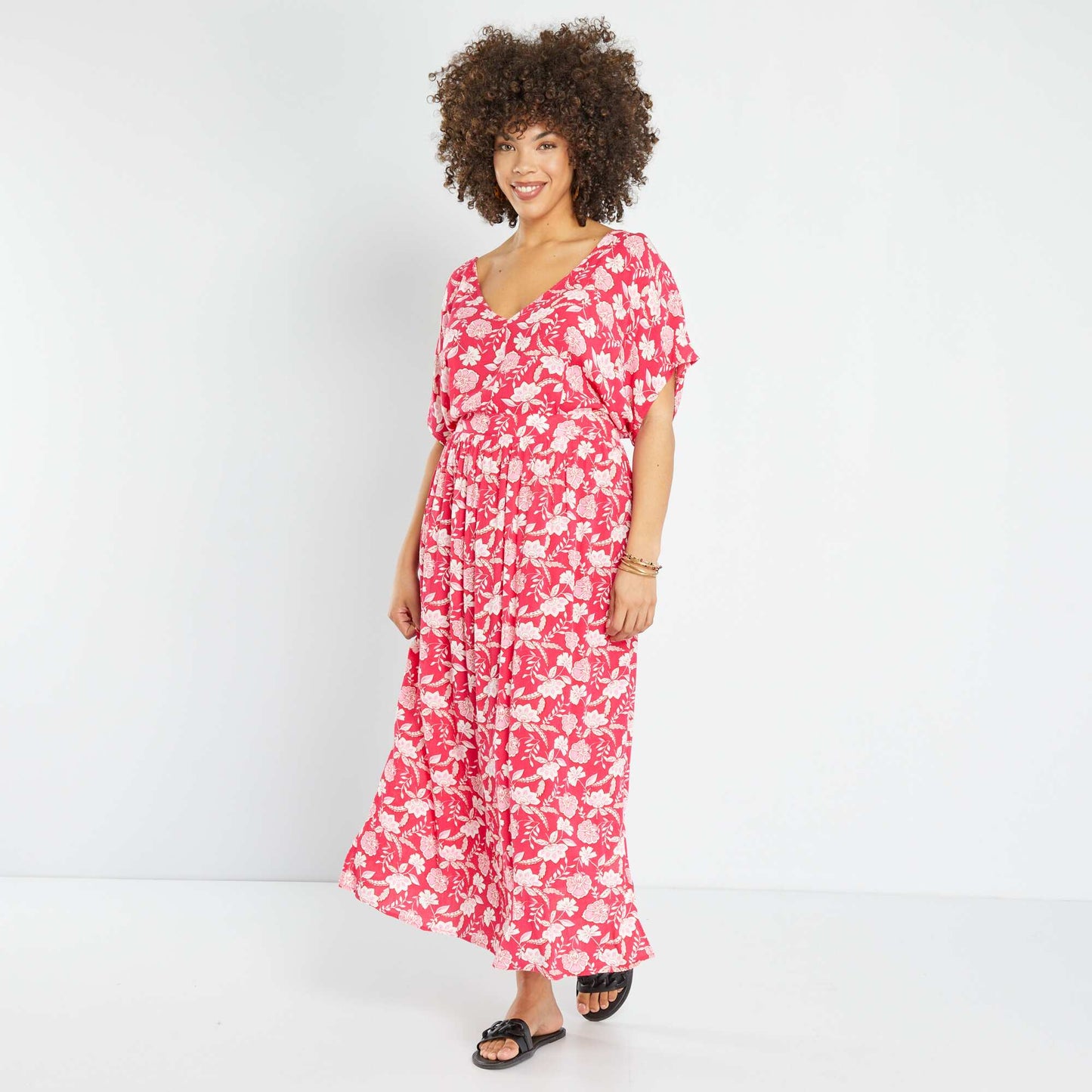 Robe en longue avec imprimé Rose