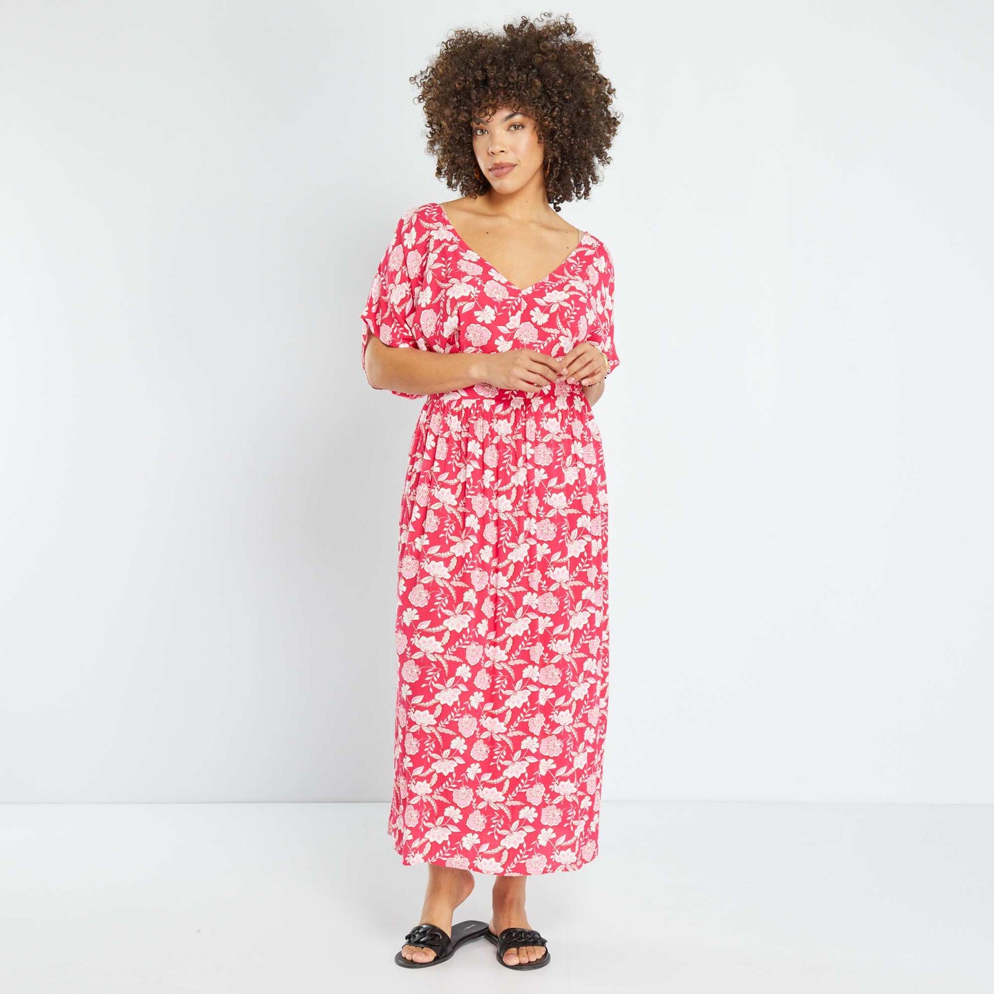 Robe en longue avec imprimé Rose