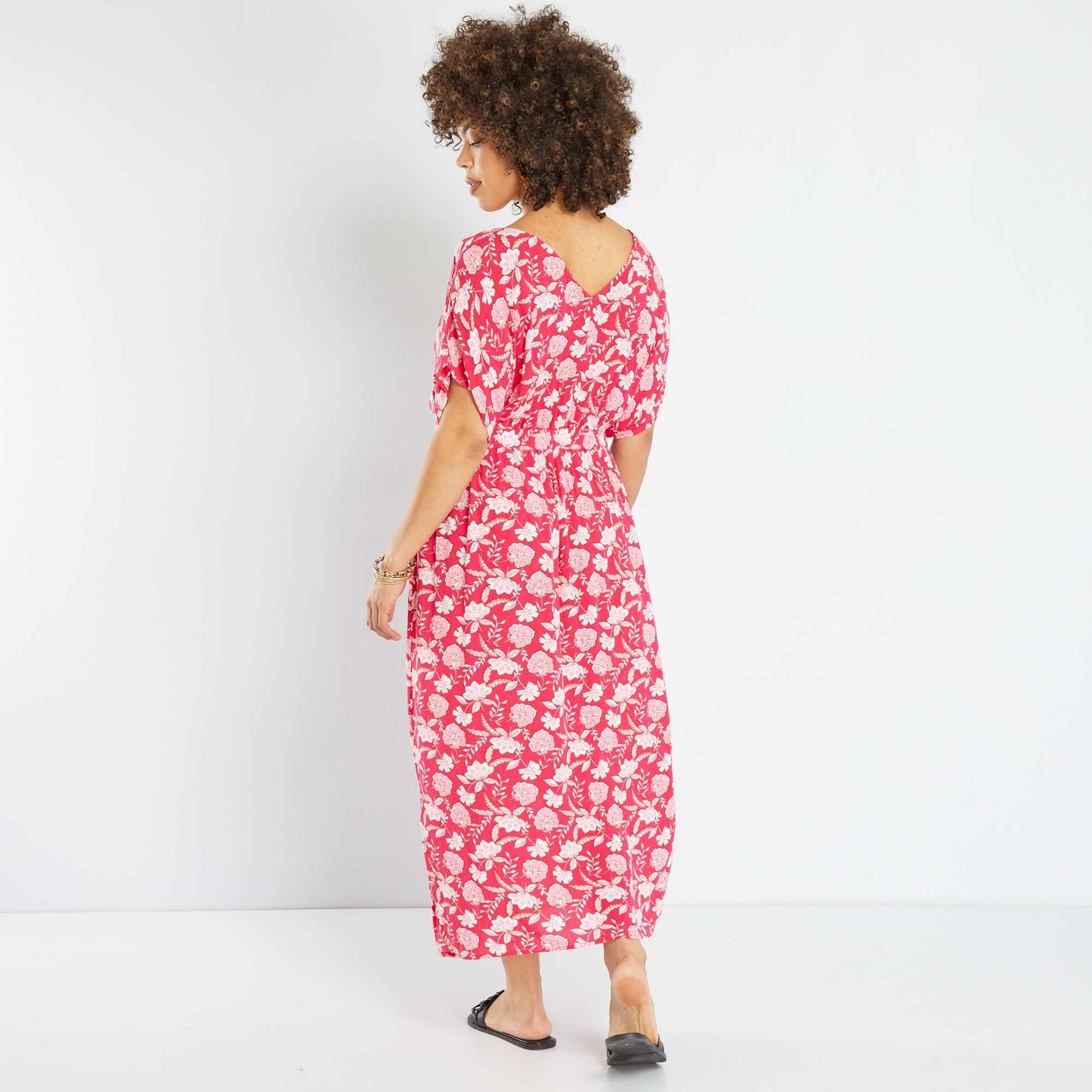 Robe en longue avec imprimé Rose