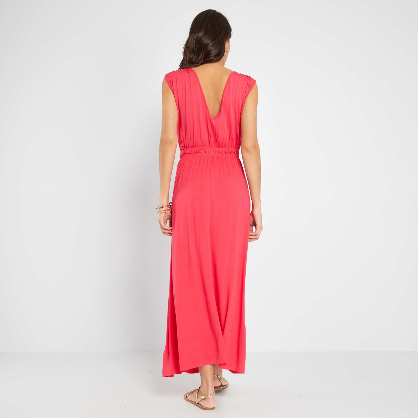 Robe longue rose azalée