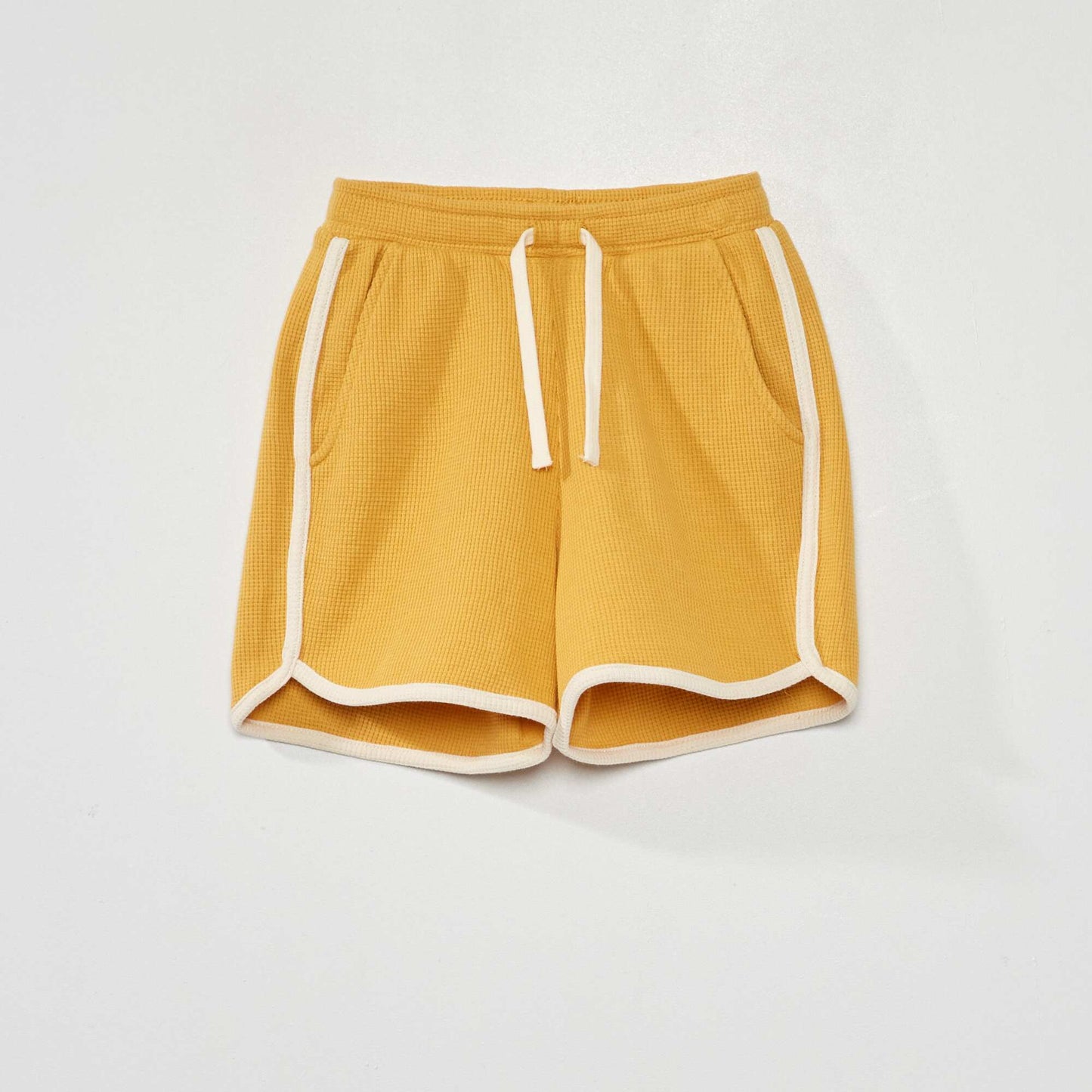 Short en maille gaufrée Jaune