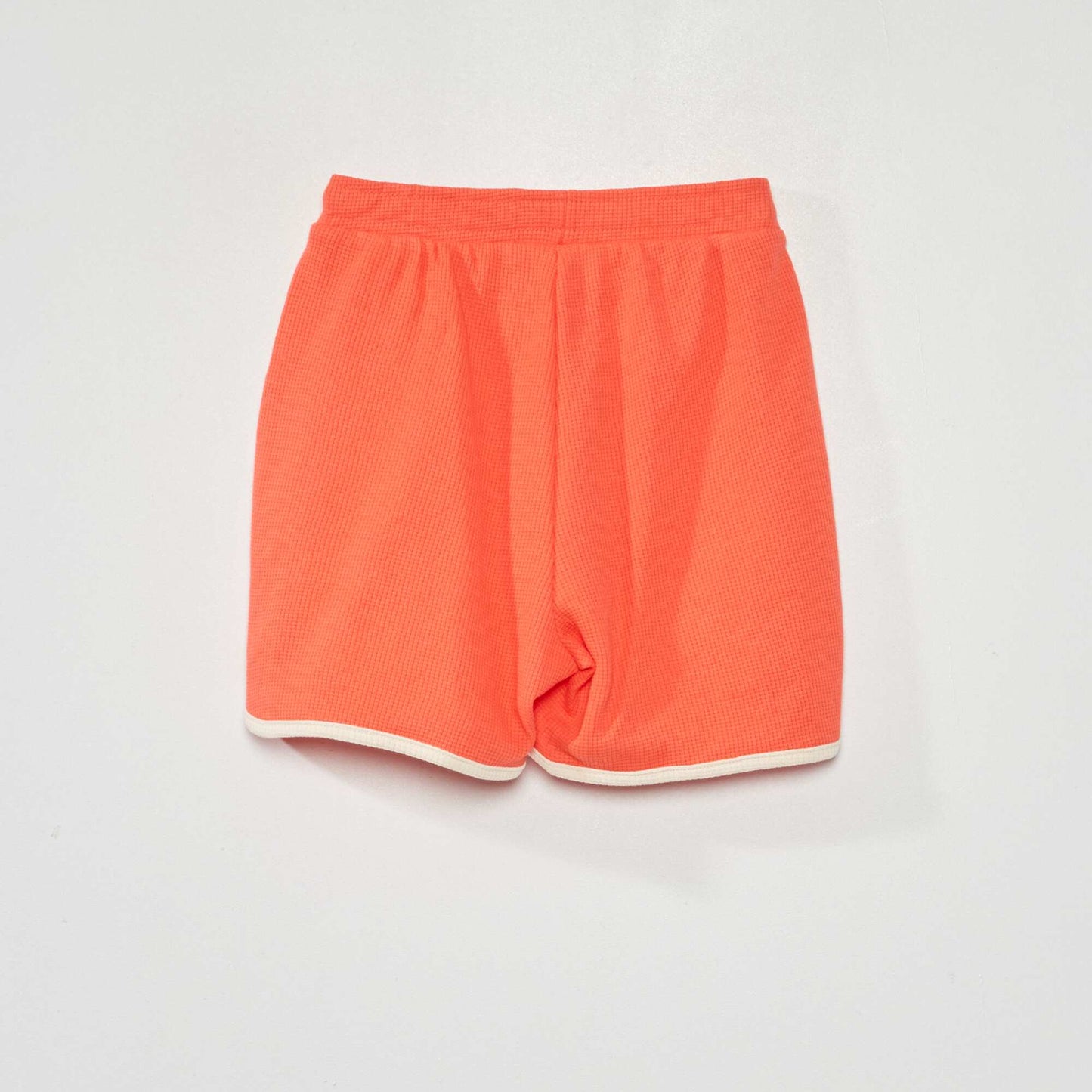 Short en maille gaufrée rouge corail