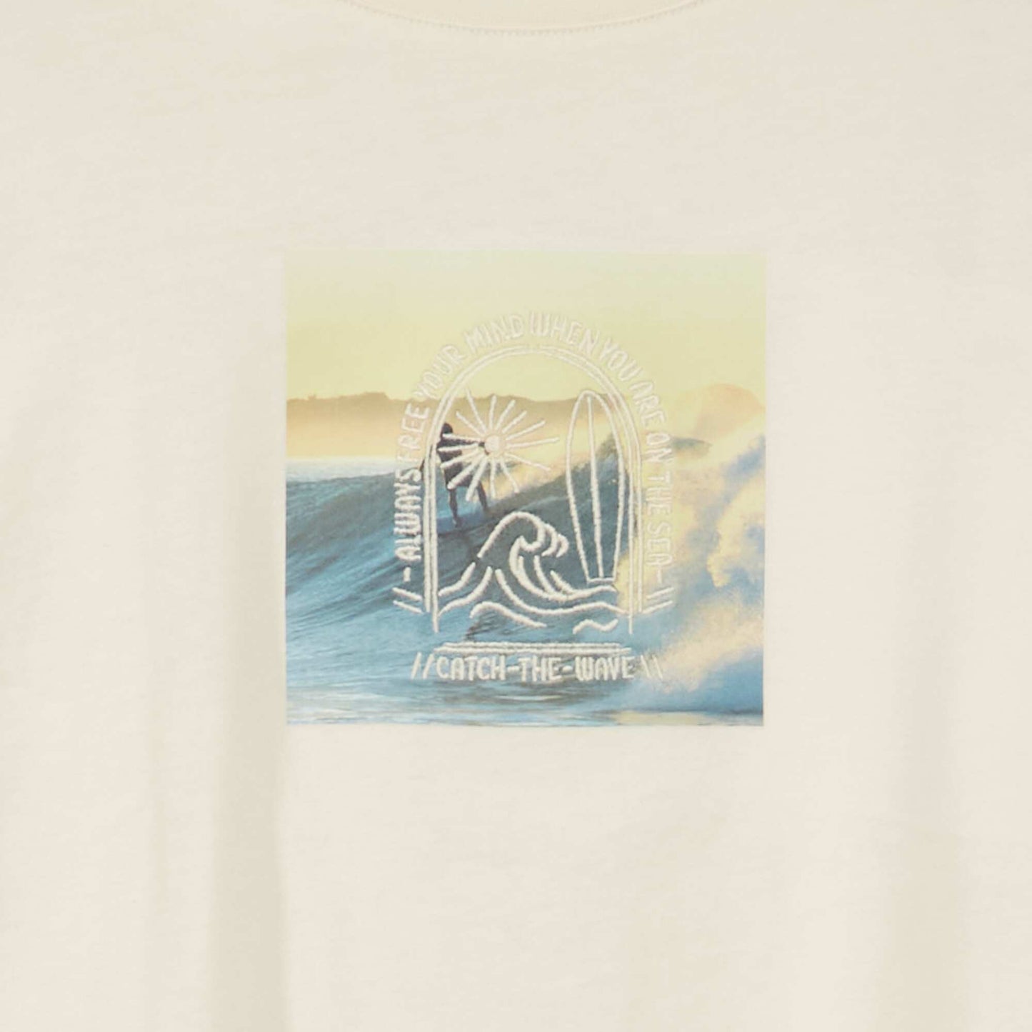 Tee-shirt photoprint et message brodé Beige