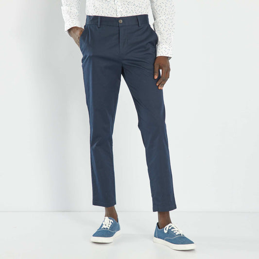 Pantalon chino slim à taille élastiquée Bleu