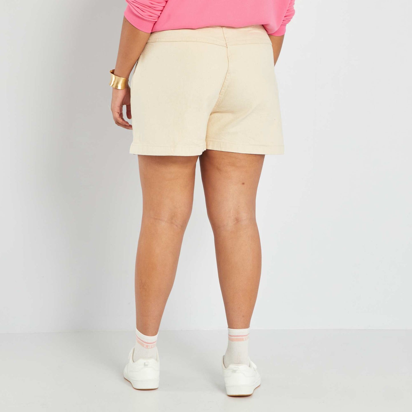 Short en jean - 2 poches Beige