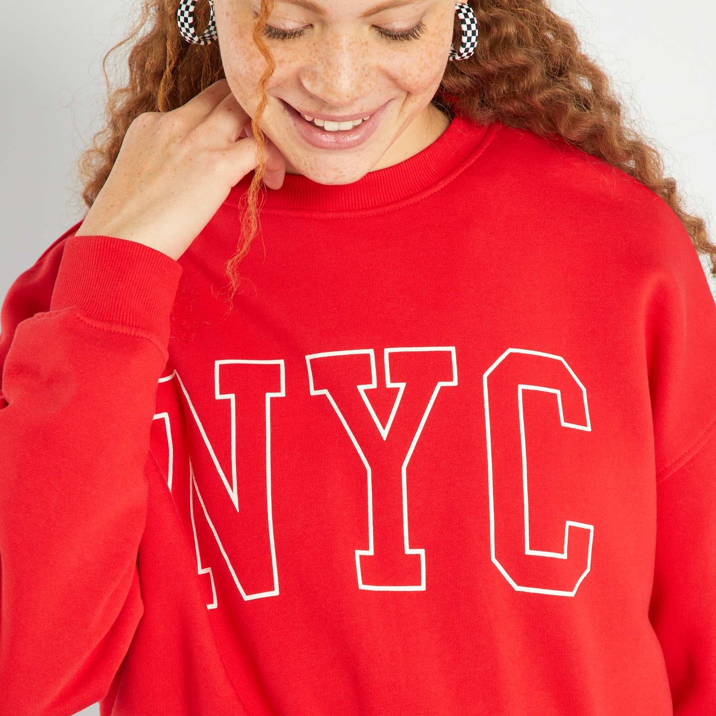 Sweat 'New York' col rond Rouge