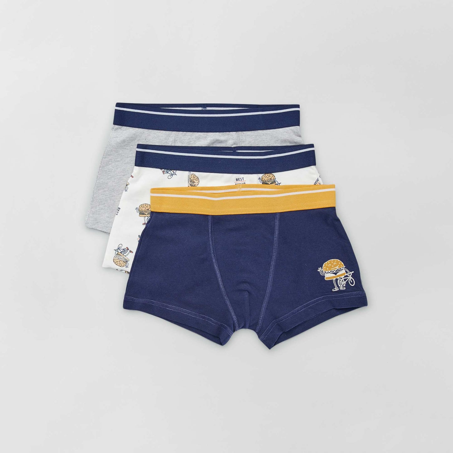 Lot de 3 boxers Blanc/Bleu/Gris