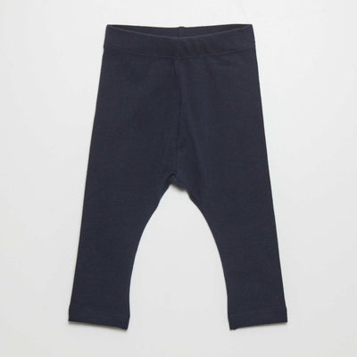 Legging long uni en maille jersey bleu marine