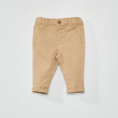 Pantalon chino uni Beige
