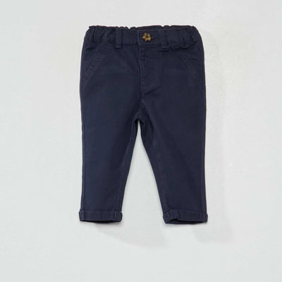 Pantalon chino uni bleu marine