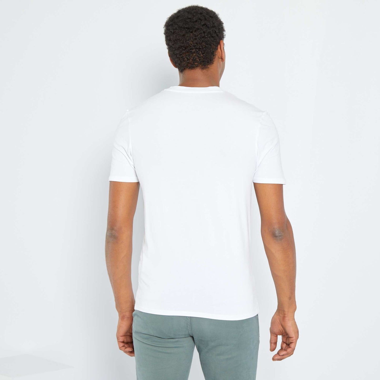 T-shirt en coton col rond - Muscle fit blanc
