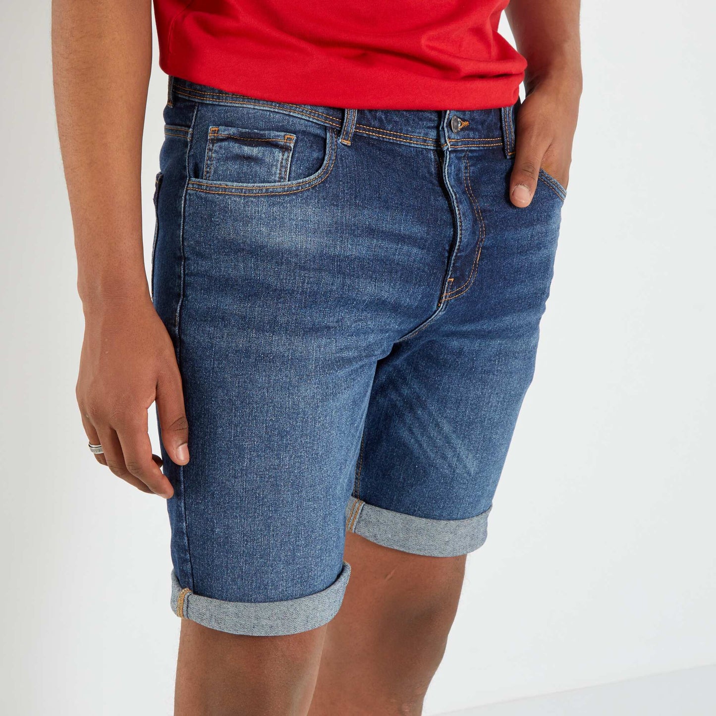 Bermuda en jean à taille ajustable BLEU