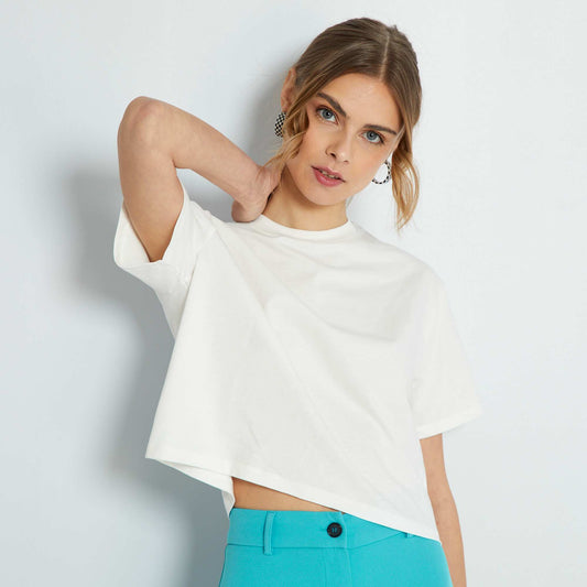 Crop-top en jersey uni Blanc