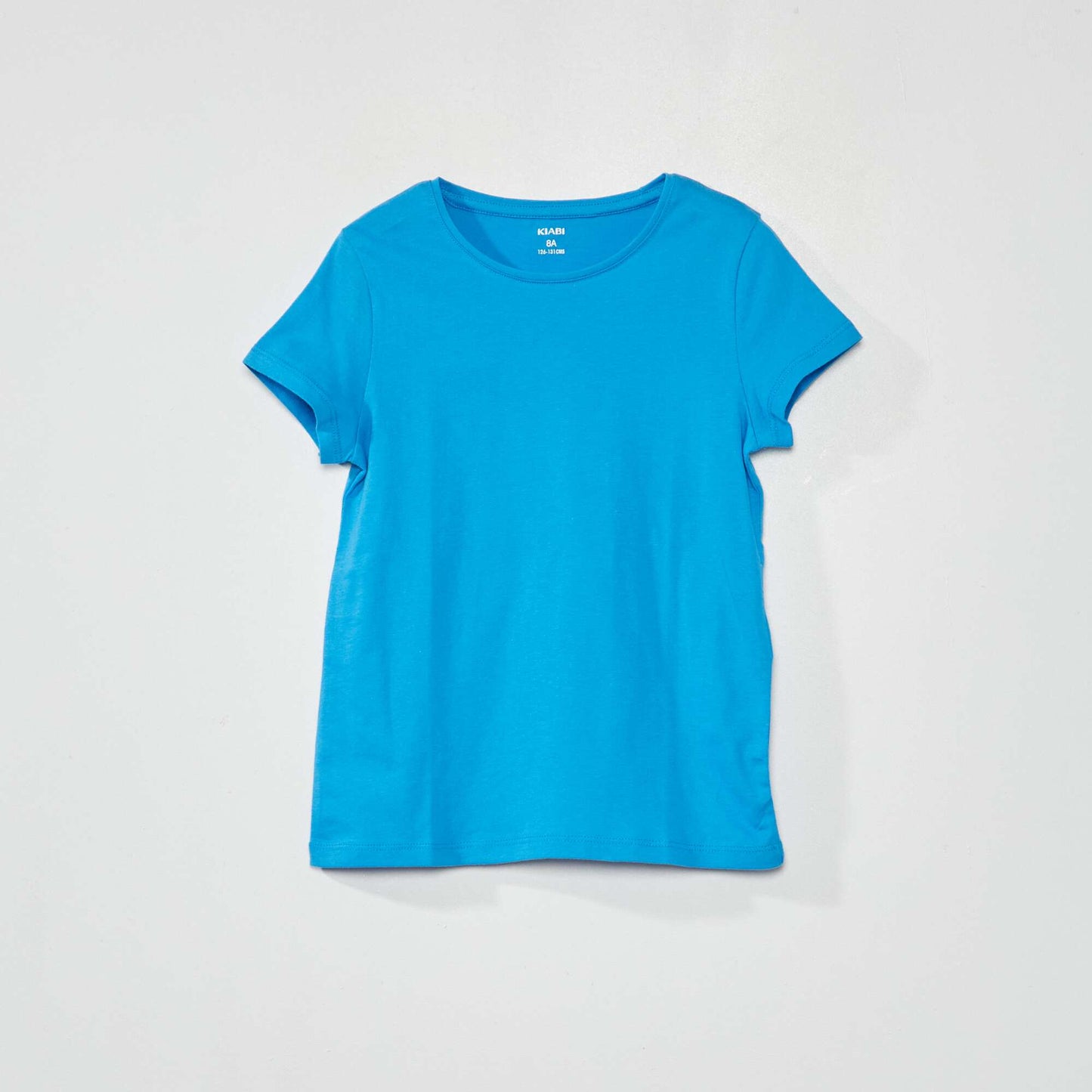 T-shirt en jersey uni bleu azur