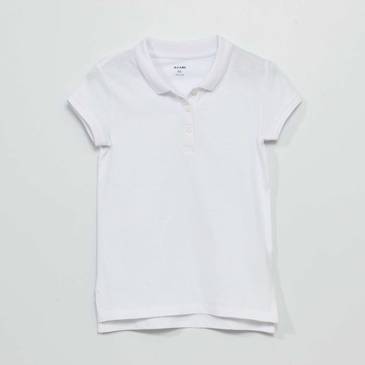 Polo en piqué de coton uni blanc