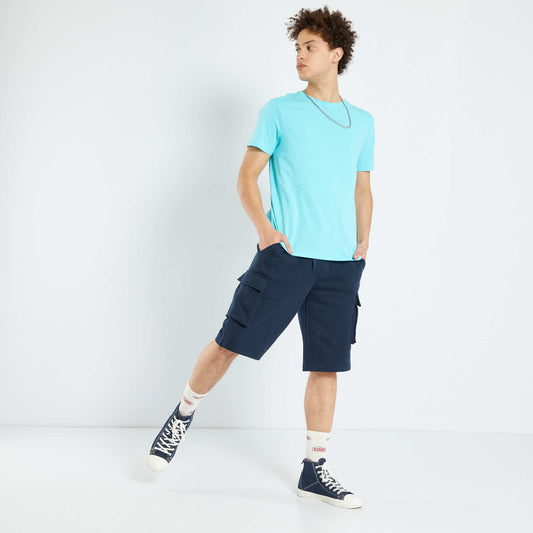 T-shirt en jersey uni bleu turquoise